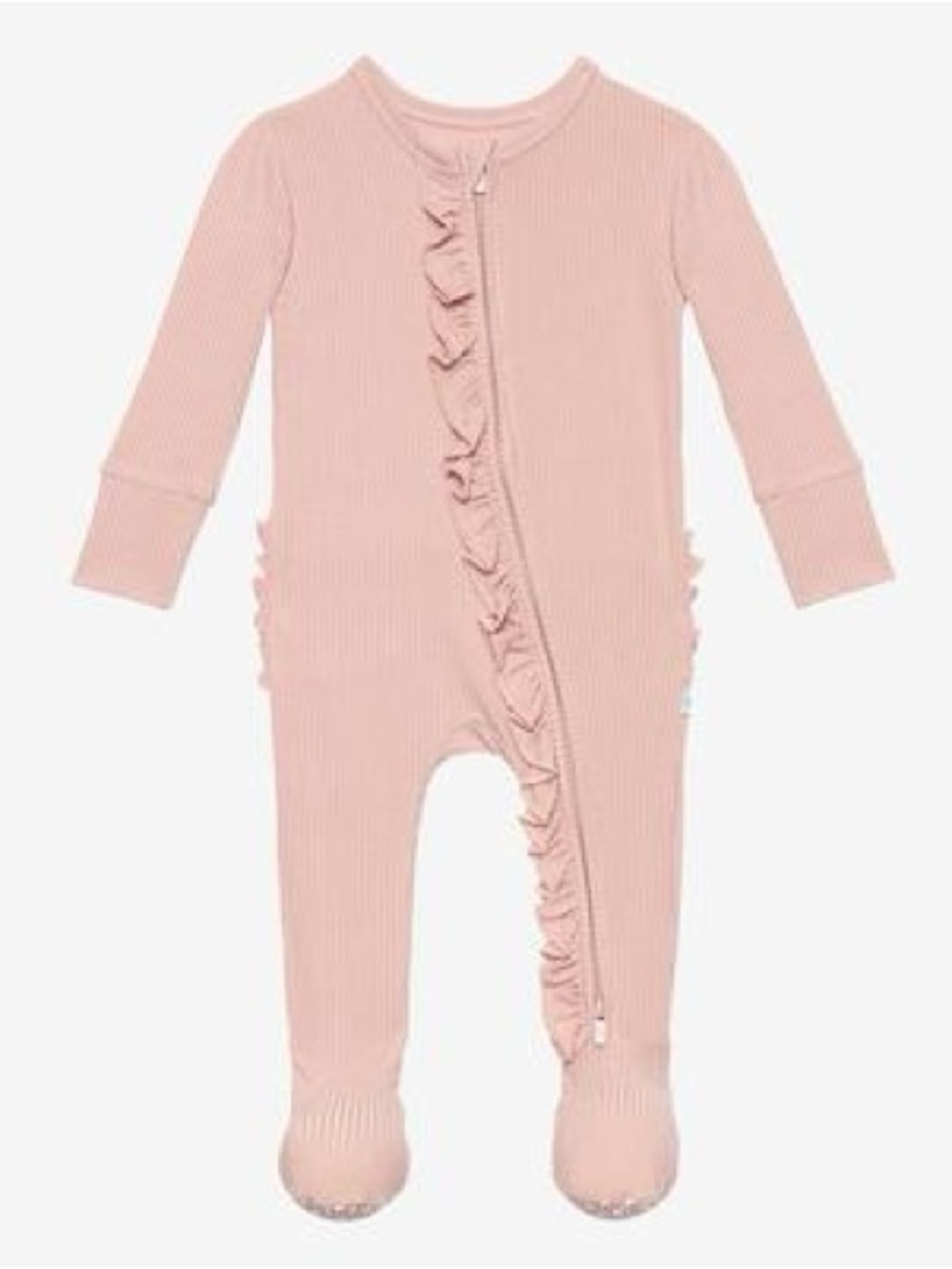 POSH PEANUT Waffle Footies in Sweet Pink Ruffles | 6-9 Months